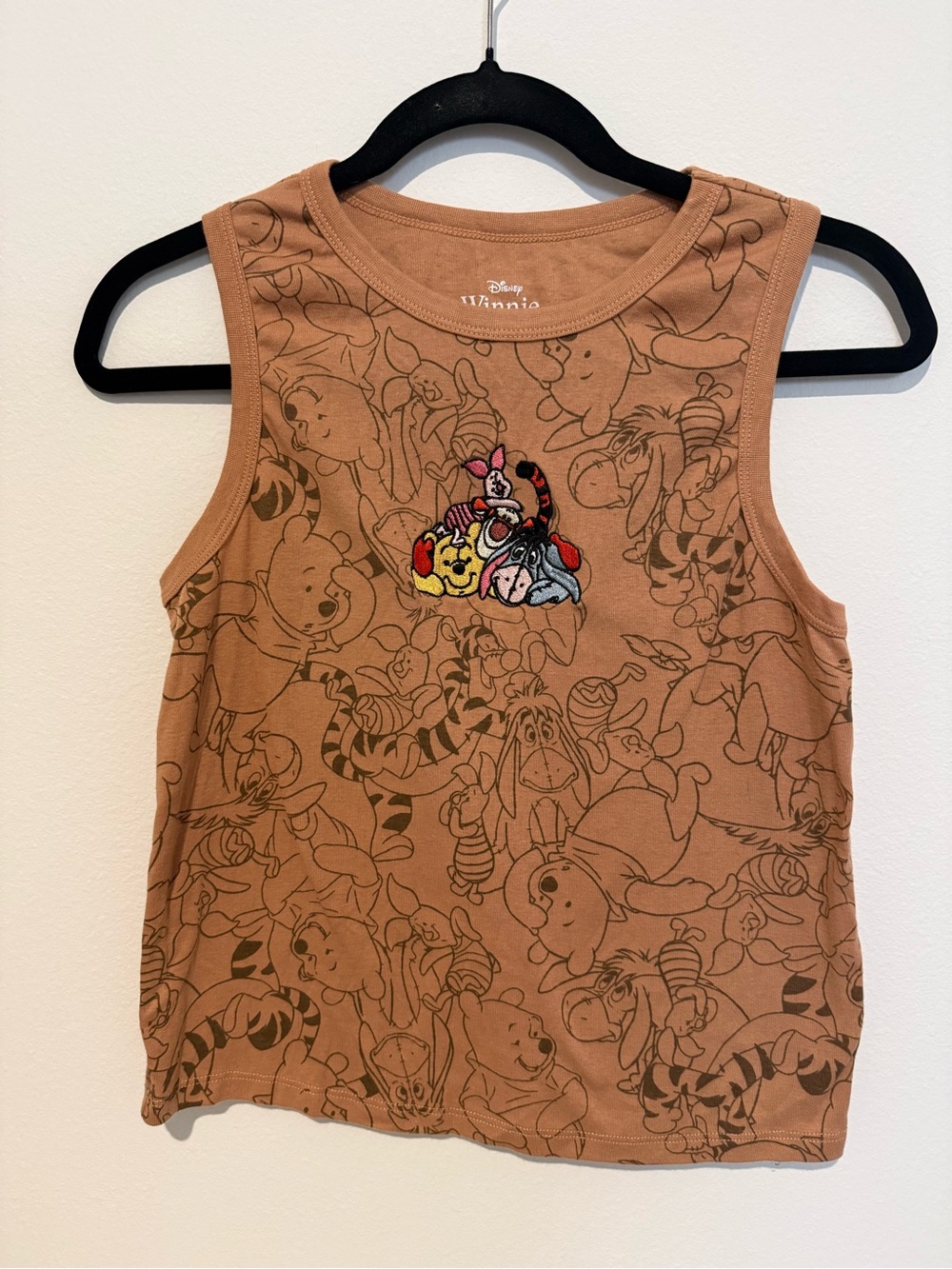 Disney Tan Winnie the Pooh Graphic Crop Tank Top